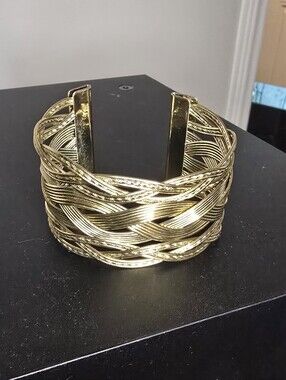 Gold Tone Womens Woven Cuff Bracelet